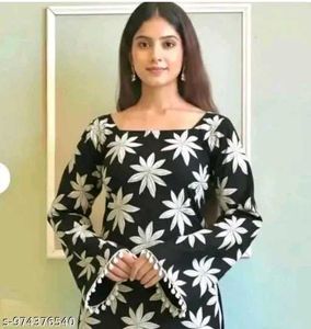 Stylish Black &amp; White Floral Kurta