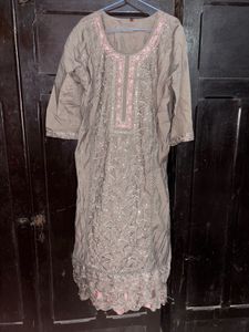 Embroidered Kurta suit set with pant and dupatta