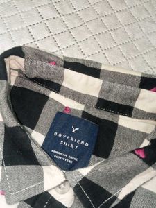 American Eagle Plaid Shirt with Hearts