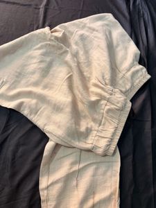Beige Cargo Pants with Drawstring Waist