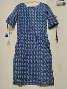 Blue Printed Cotton Kurta