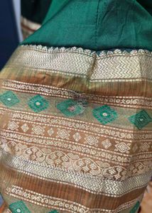 Beautiful Green Silk Gown with Gold Border