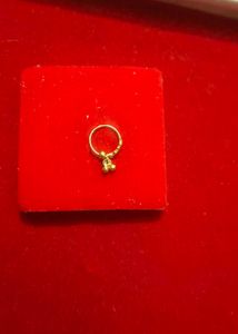 Gold Nose Pin with Dangle Beads 16 k pure