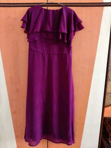 New Elegant Purple Ruffle Dress