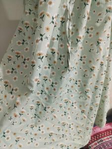 Light Green Floral Puff Sleeve Dress