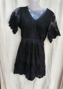 Black Lace V-Neck Mini romper