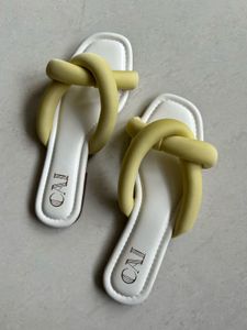 Chic Yellow Knot Detail Slides