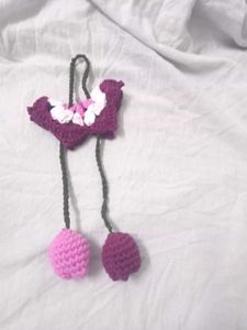 Crocheted Hair Accessory with Pom Poms