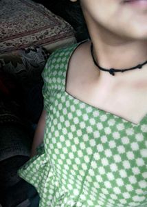 Chic Green &amp; White Peplum Top