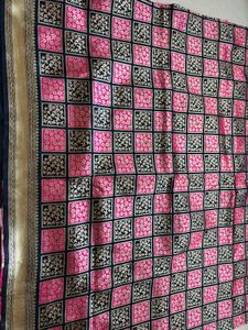 Elegant Pink &amp; Black banarsi Silk Saree