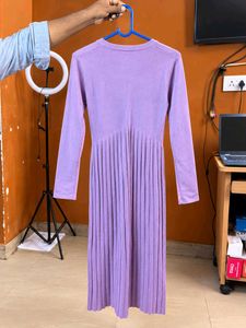Lavender Ribbed Knit Midi Dress