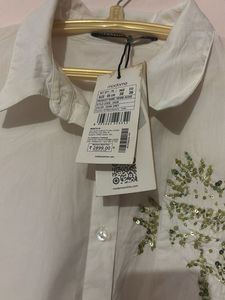 Chic White Embroidered Button-Up Shirt