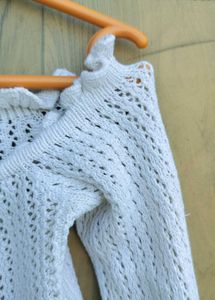 White Off-Shoulder Cropped Knit Top