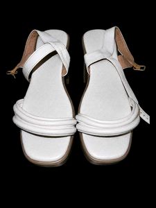 Chic White Block Heel Sandals