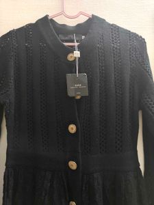 Runway Designer Chic Black Midi Dress with Belt