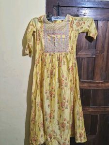 Yellow Embroidered Ethnic Gown