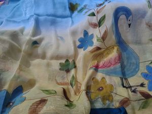 original hand brush paint saree
