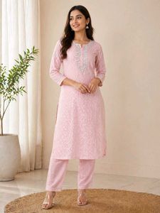 Elegant Pink Embroidered Kurta Set