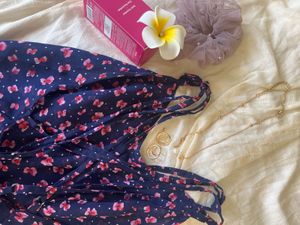 Navy Floral Print Summer Dress