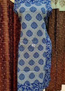 New Blue & Grey Printed Kurta