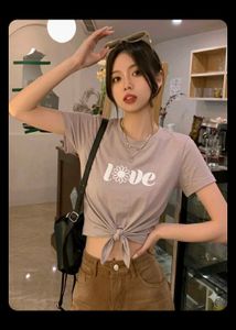 Cute Graphic Tie-Front T-Shirt