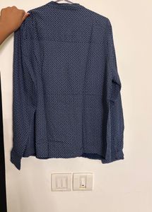 women’s Blue Printed Shirt for office