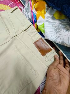 Beige Wide Leg Cargo Jeans For Women