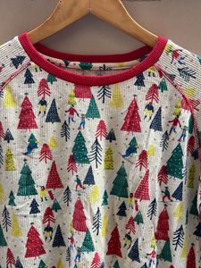 Fun Christmas Tree Print Long Sleeve Tee