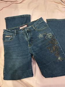 y2k Embroidered Blue Denim Jeans