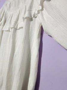 White Ruffle Long Sleeve Top