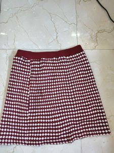knitted red and white skirt