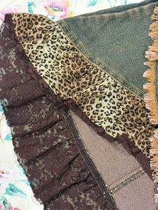 Y2k leopard print ruffled assymetrical skirt