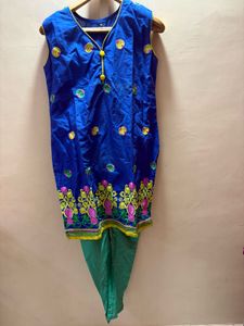 new Blue Kurta Set with Green Pants