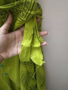 Lime Green Printed Kurta (with sleeve inside)