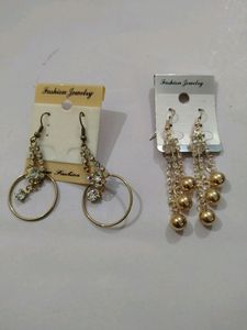 Beautiful Gold Plated Earrings With White Stone
