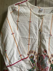Printed Cream Kurta