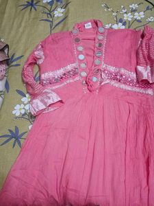 Pink Mirror Work Kurta