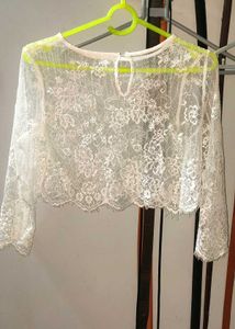 White Lace Cropped Top
