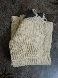 Beige Knitted Sweater with Dark Patches