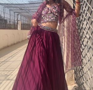 Elegant Purple Embellished Lehenga Choli