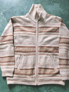 Men's Retro Patterned Zip-Up Sweater