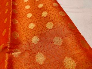 Banarasi Tanchoi Orange Silk Saree