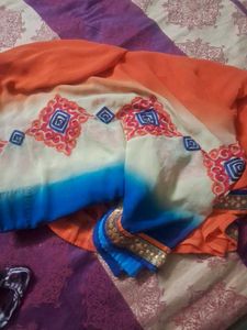 Vibrant Ombre Saree with Embroidered Border