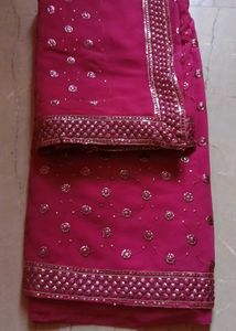 Elegant Pink Embellished Saree
