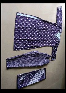 Elegant Purple Printed Kurta Set with Dupatta