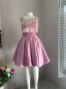 Pink Lace &amp; Satin Party Dress