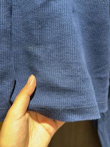Blue Cropped Ribbed Sweatshirt