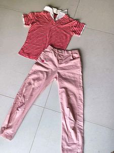 Cute Striped Top & Pink Pant