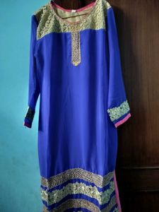 Blue &amp; Gold Embellished Top