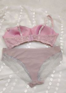 Pink Lace Bra and Panty Set